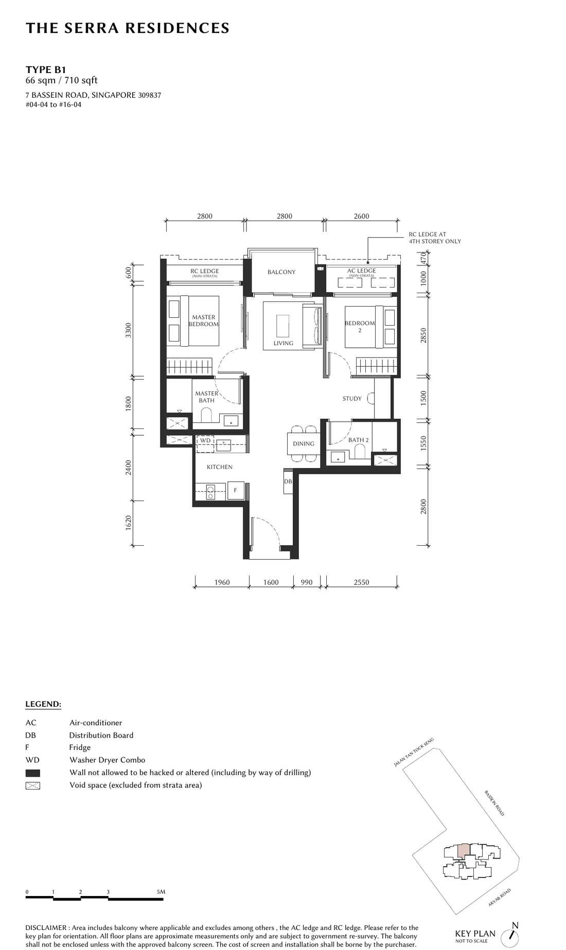 Type B1 floor plan, 710 sqft