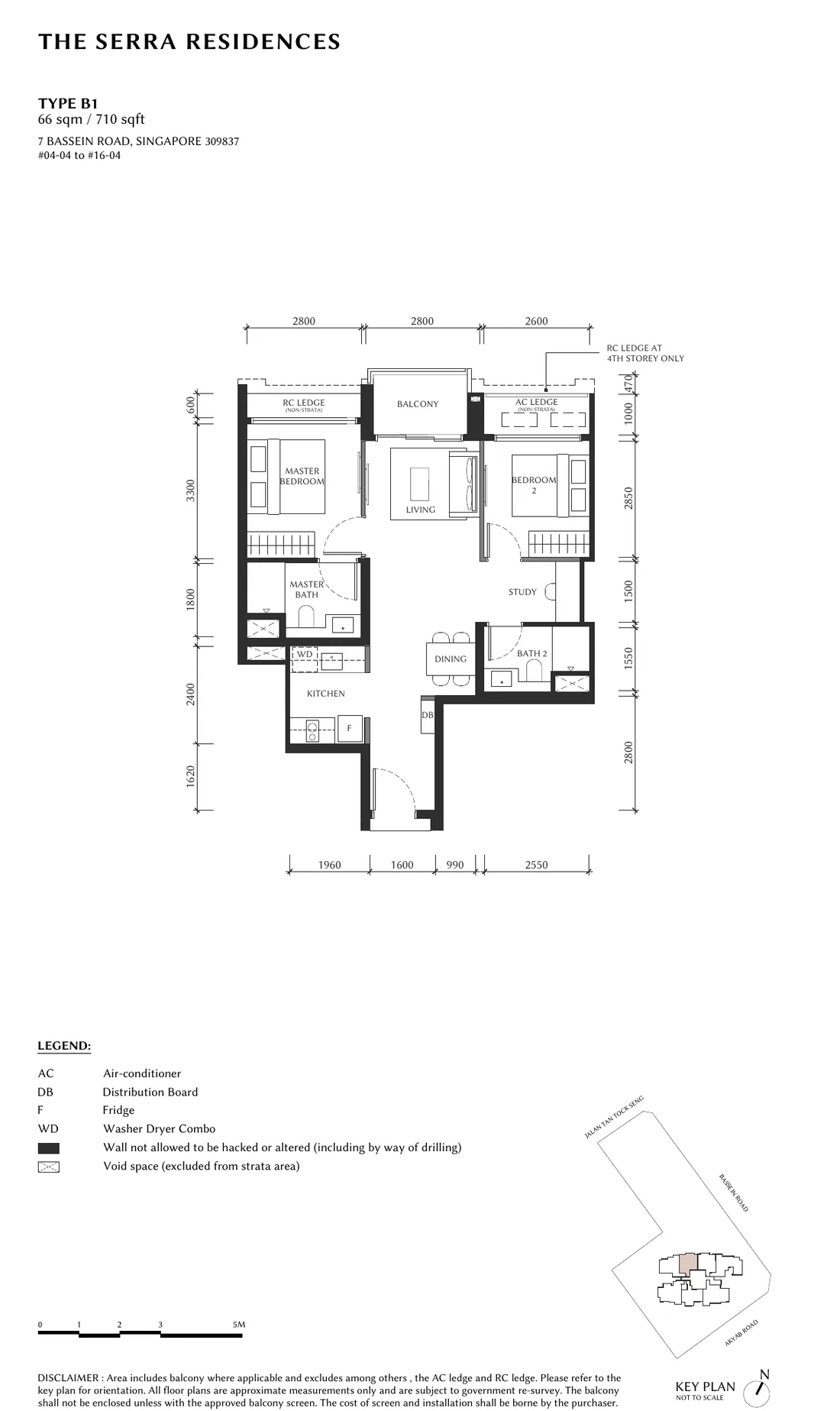 Type B1 floor plan, 710 sqft