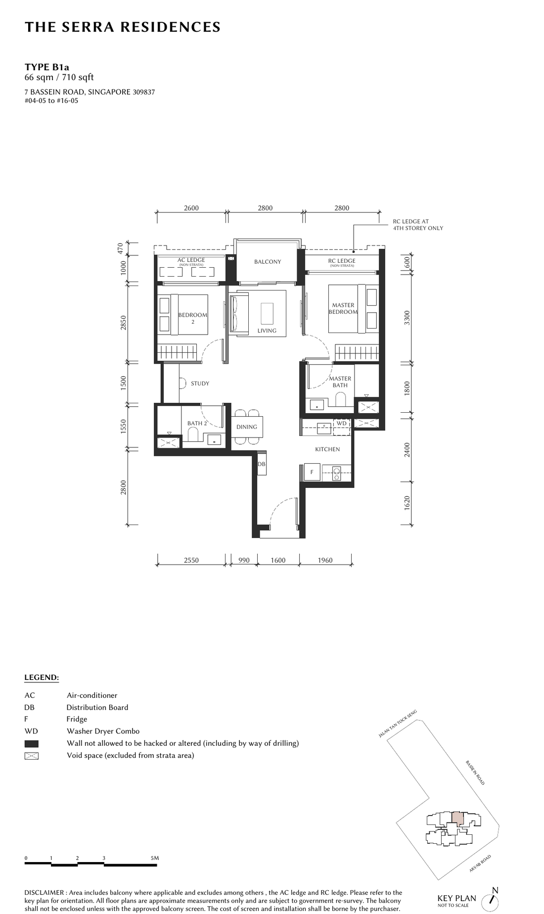 Type B1a floor plan, 710 sqft