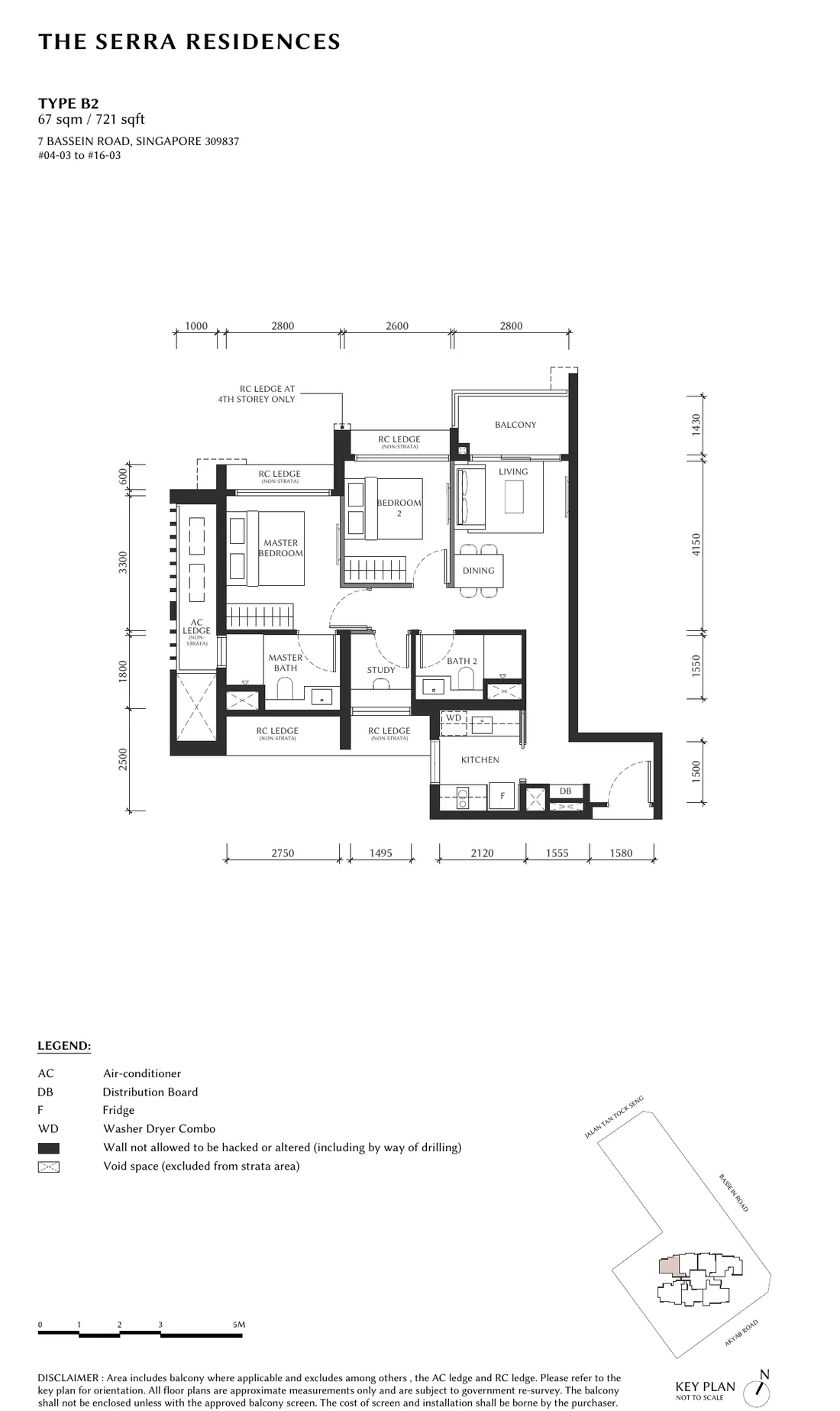 Type B2 floor plan, 721 sqft