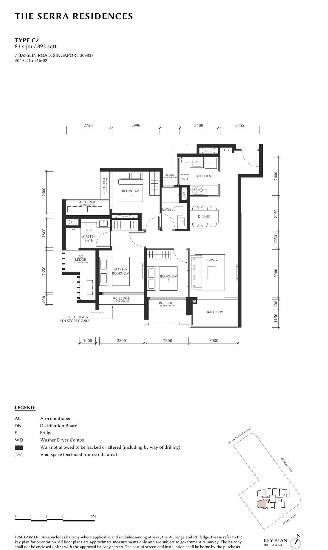 Type C2 floor plan, 893 sqft