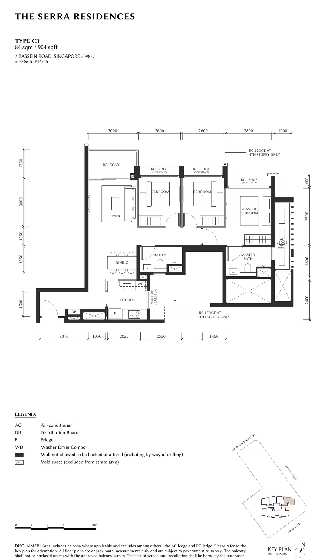 Type C3 floor plan, 904 sqft