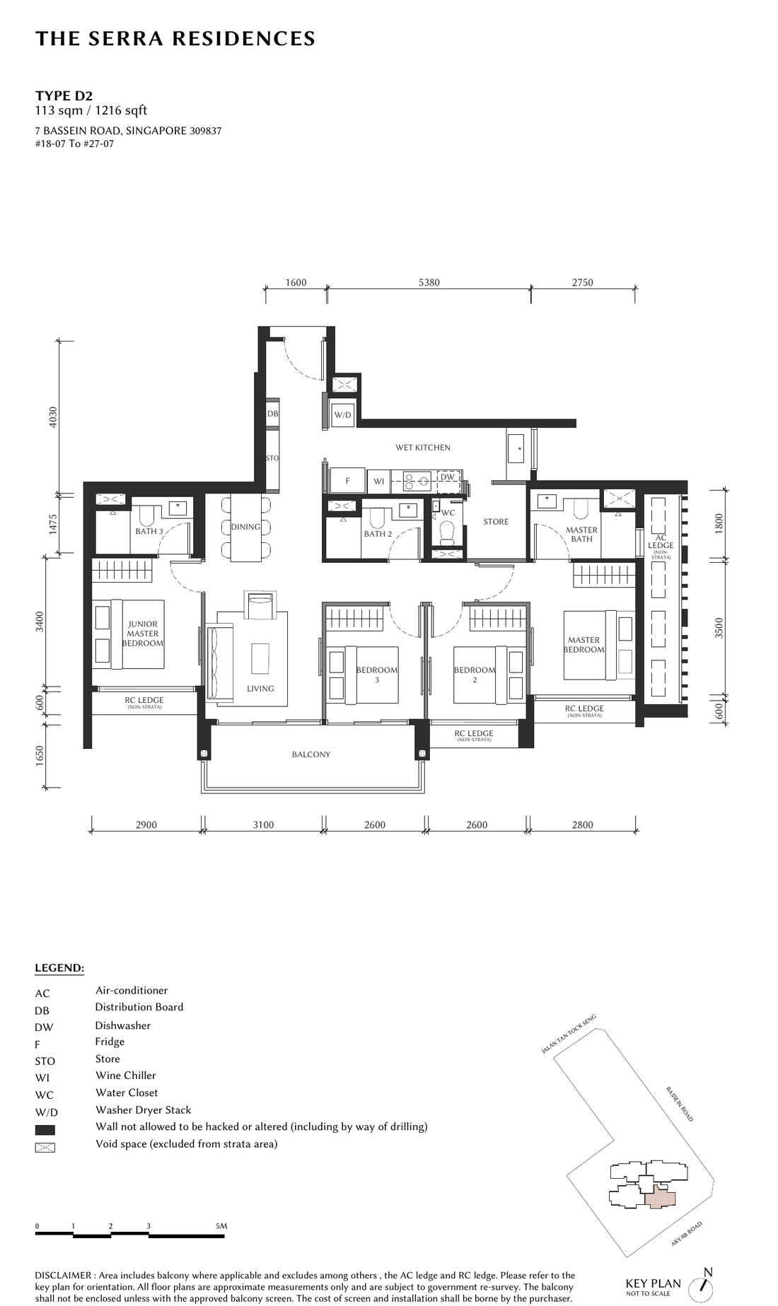 Type D2 floor plan, 1216 sqft