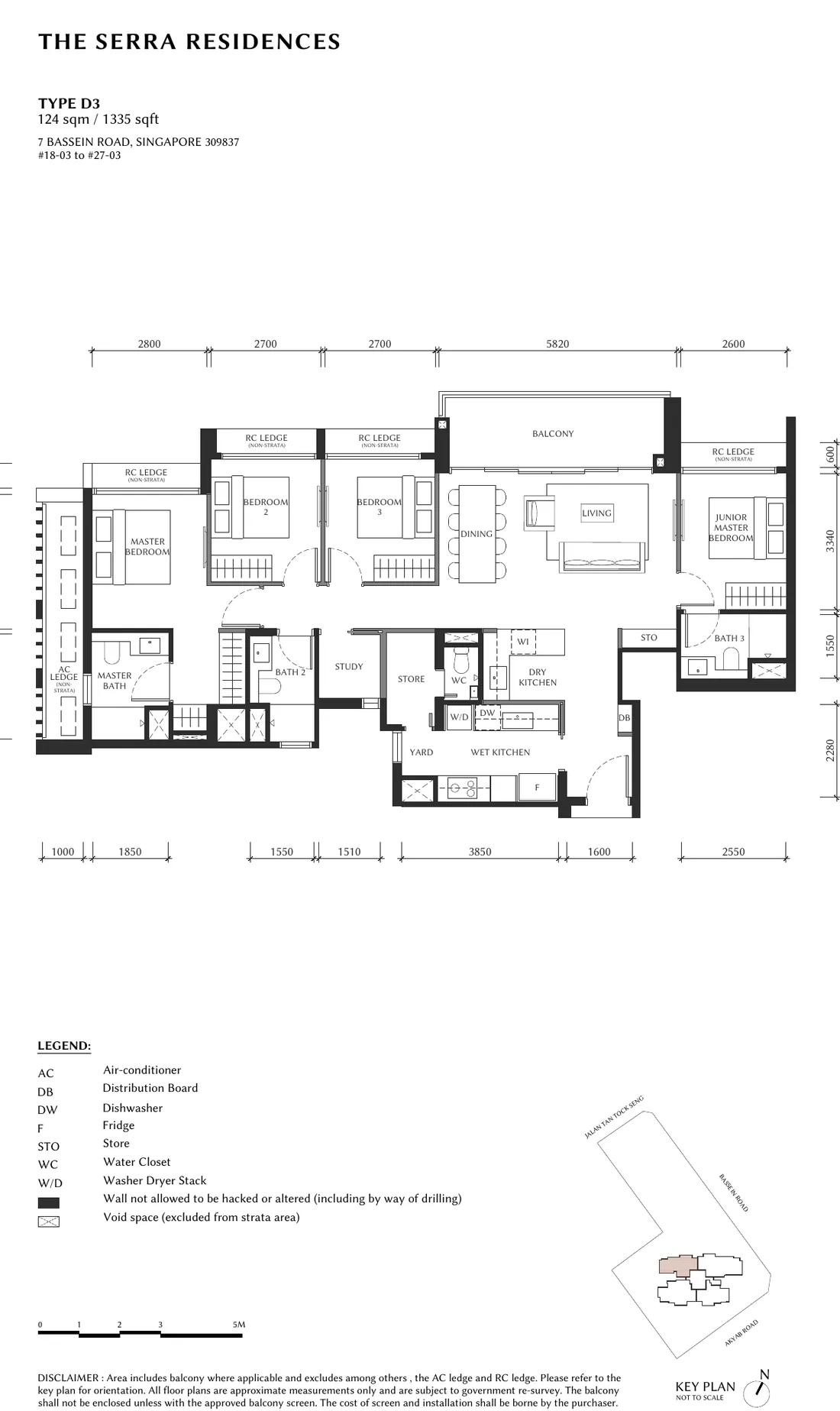 Type D3 floor plan, 1335 sqft