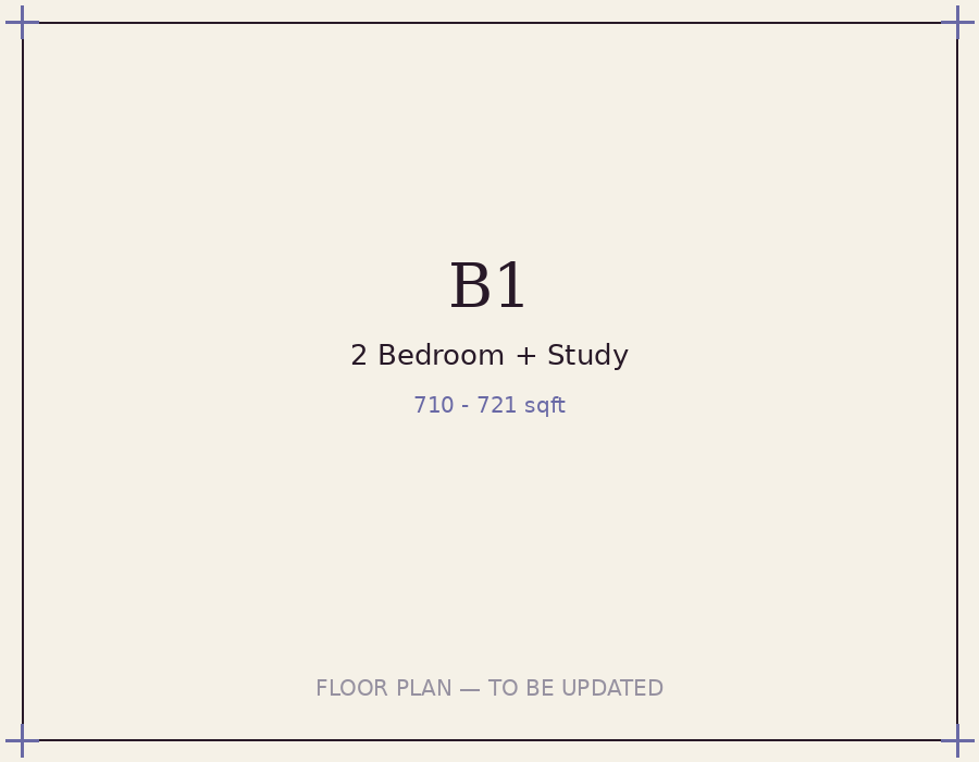 Type B1/B1a/B2 floor plan, 710-721 sqft