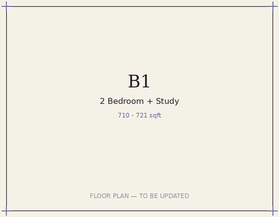 Type B1/B1a/B2 floor plan, 710-721 sqft