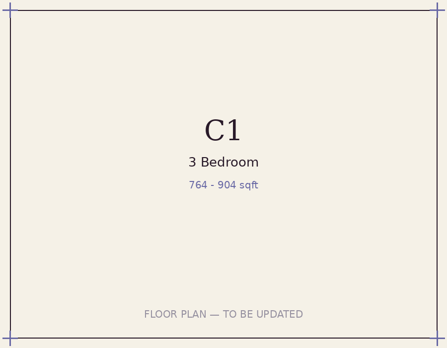 Type C1/C2/C3 floor plan, 764-904 sqft