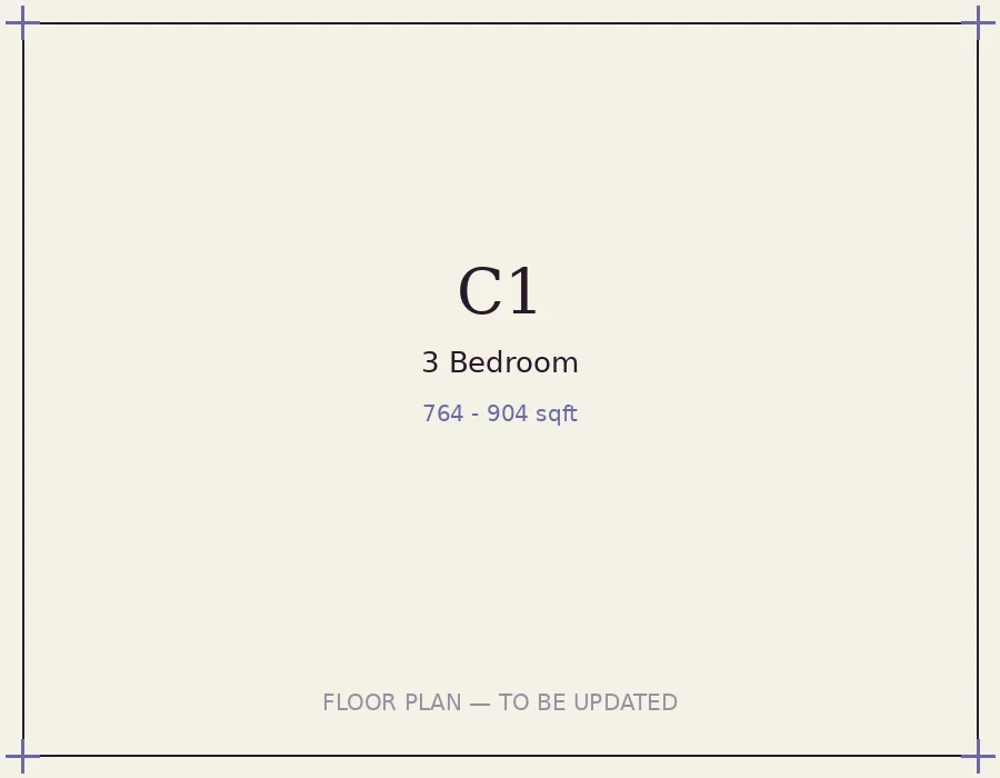 Type C1/C2/C3 floor plan, 764-904 sqft