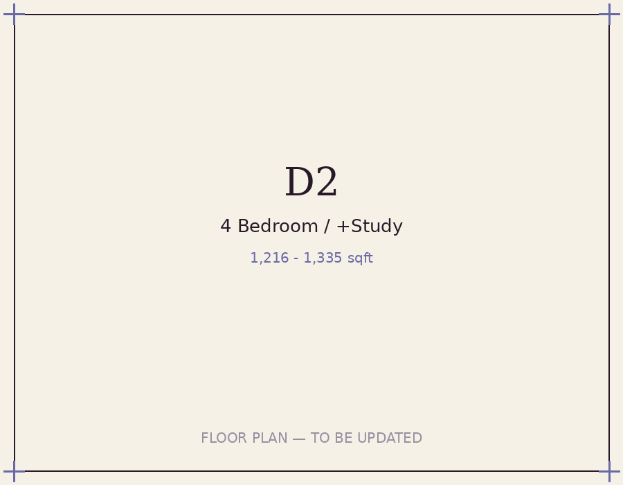 Type D2/D3 floor plan, 1216-1335 sqft