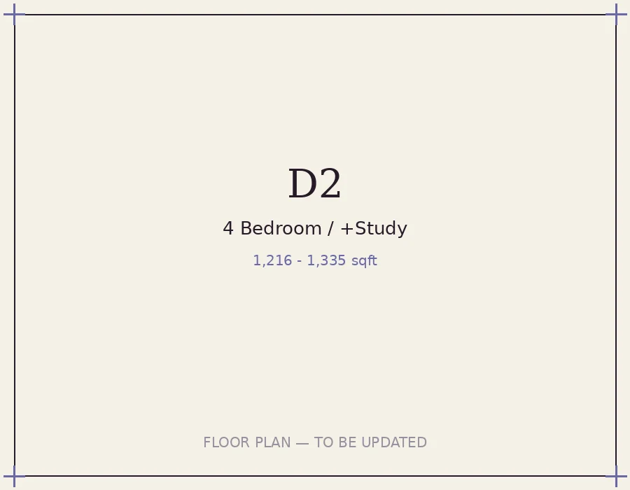 Type D2/D3 floor plan, 1216-1335 sqft