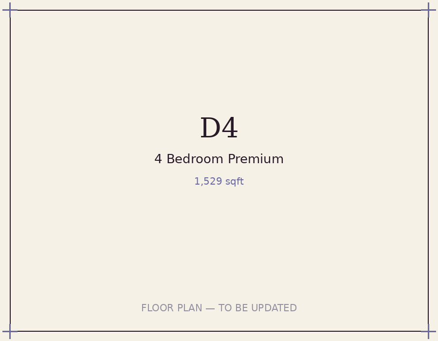 Type D4 floor plan, 1529 sqft
