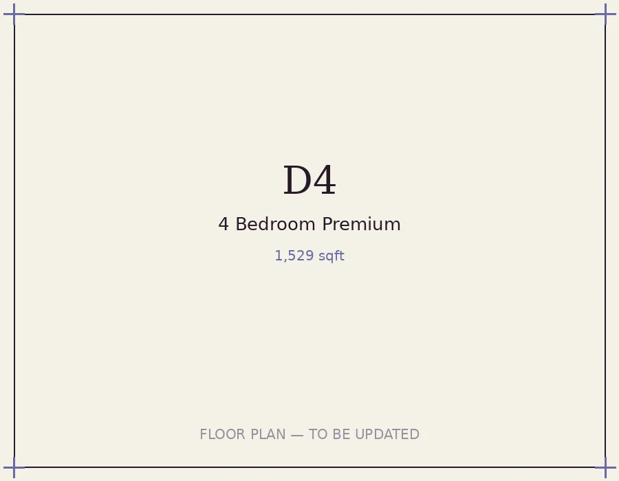 Type D4 floor plan, 1529 sqft