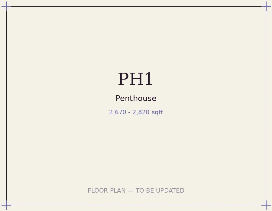 Type PH1/PH2 Penthouse floor plan, 2670-2820 sqft