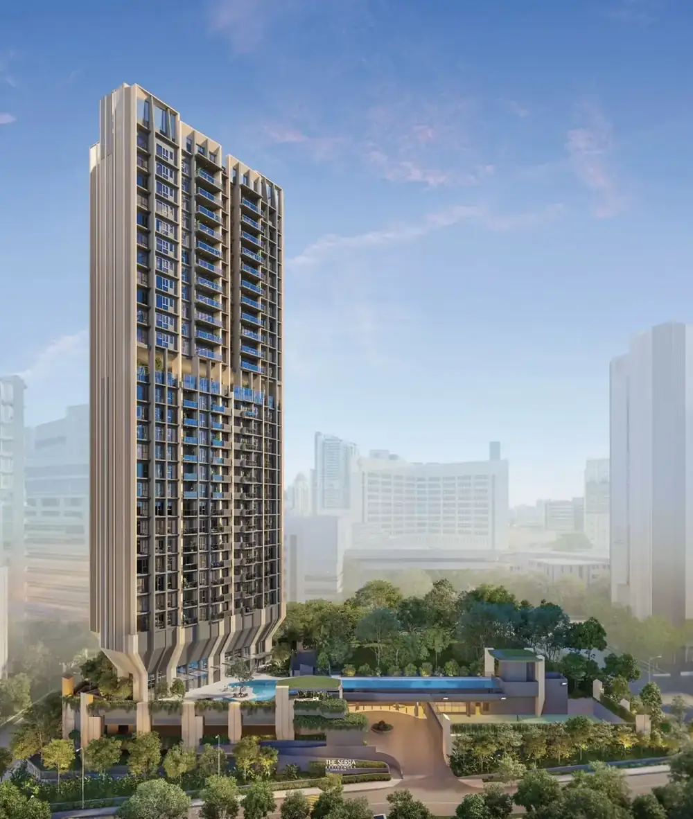 The Serra Residences exterior facade, artist impression